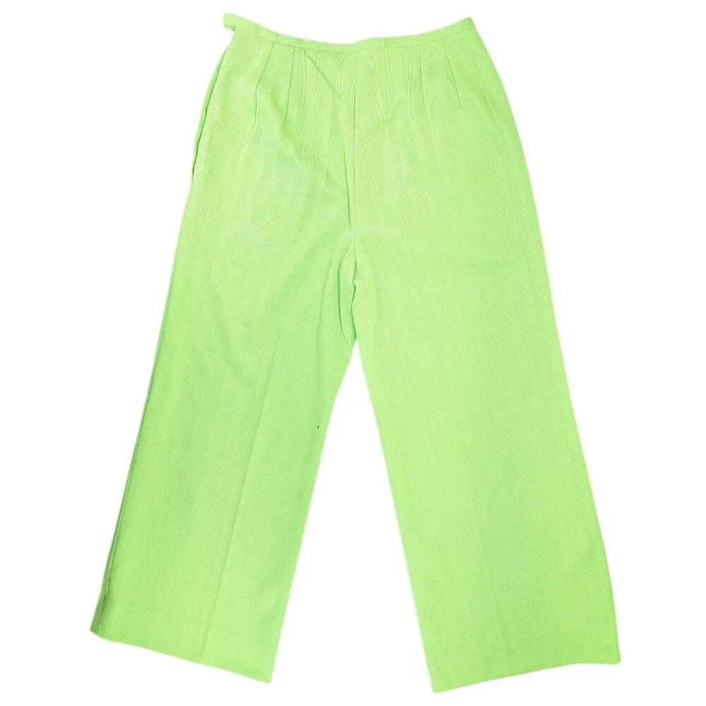 Vintage Handmade Pant Suit Polyester Top Crop Pants Women Large Green 2 Piece - Picture 5 of 16